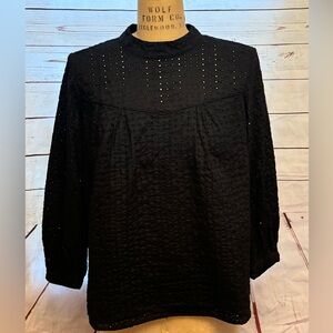 Banana Republic Eyelet Lace Black Top Sz XL